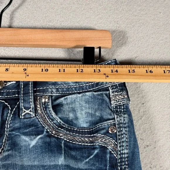 Rock Revival Darcey C204 Distressed Crop Jeans Medium Wash Sequin Size 26 - Picture 5 of 14